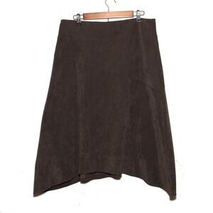 Tribal Brown Faux Suede Asymmetric Skirt Size 10